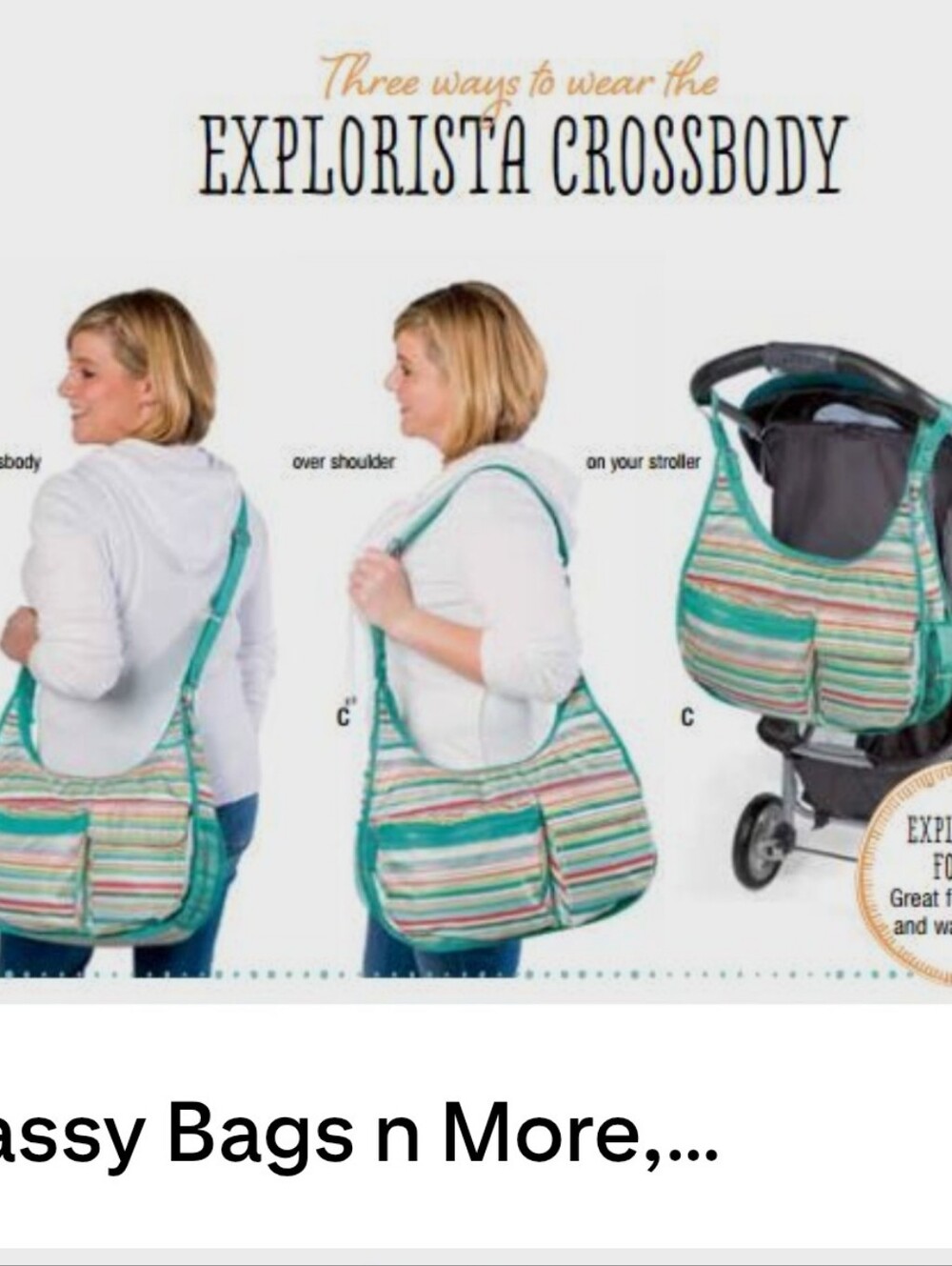 thirty-one Teal Striped Explorista Crossbody Baby Bag
